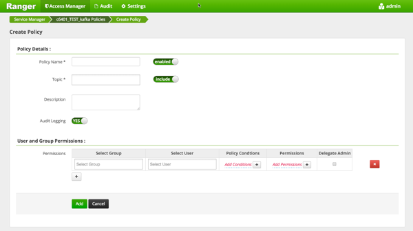 Kafka Policy Creation Console