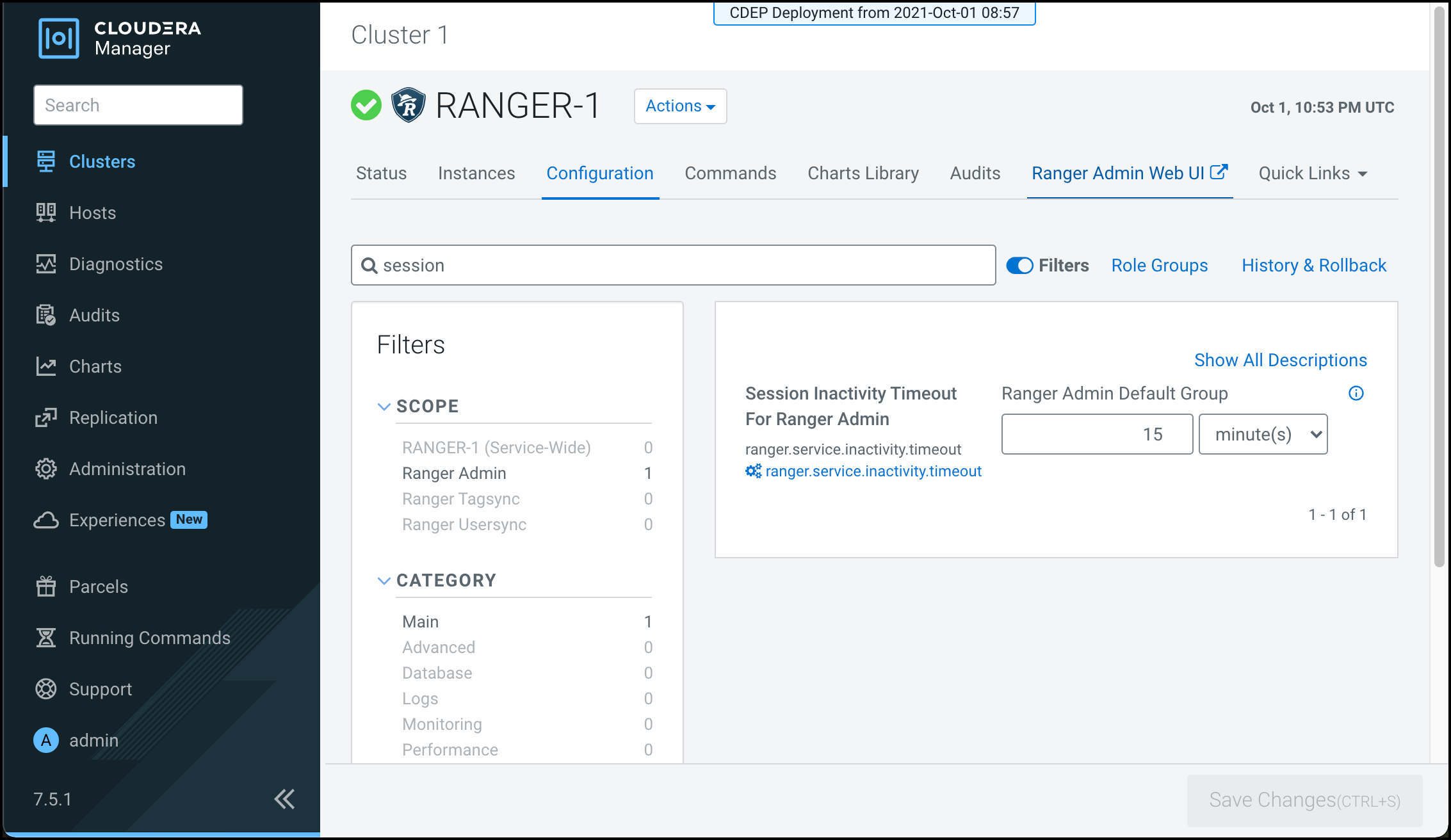 Configuring Ranger Admin Session Inactivity Timeout