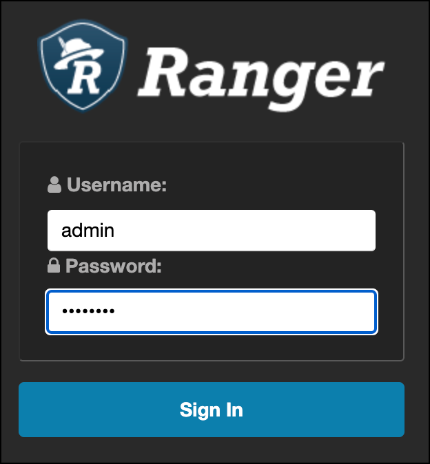 Ranger login page.
