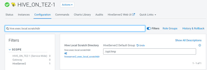 Configuration option to set hive local scratch directory