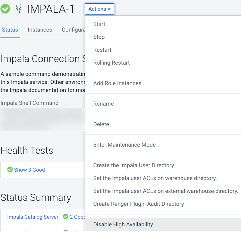 Disabling Impala High Availability