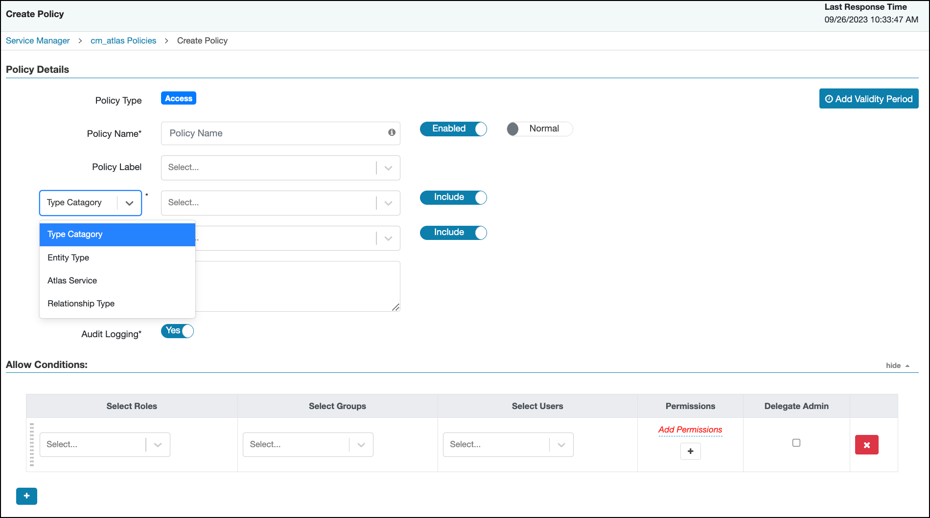 Ranger > Create Atlas Policy page.