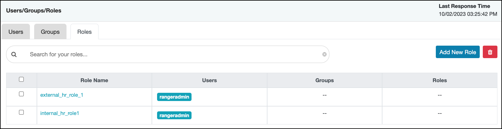 Select a role from Role List