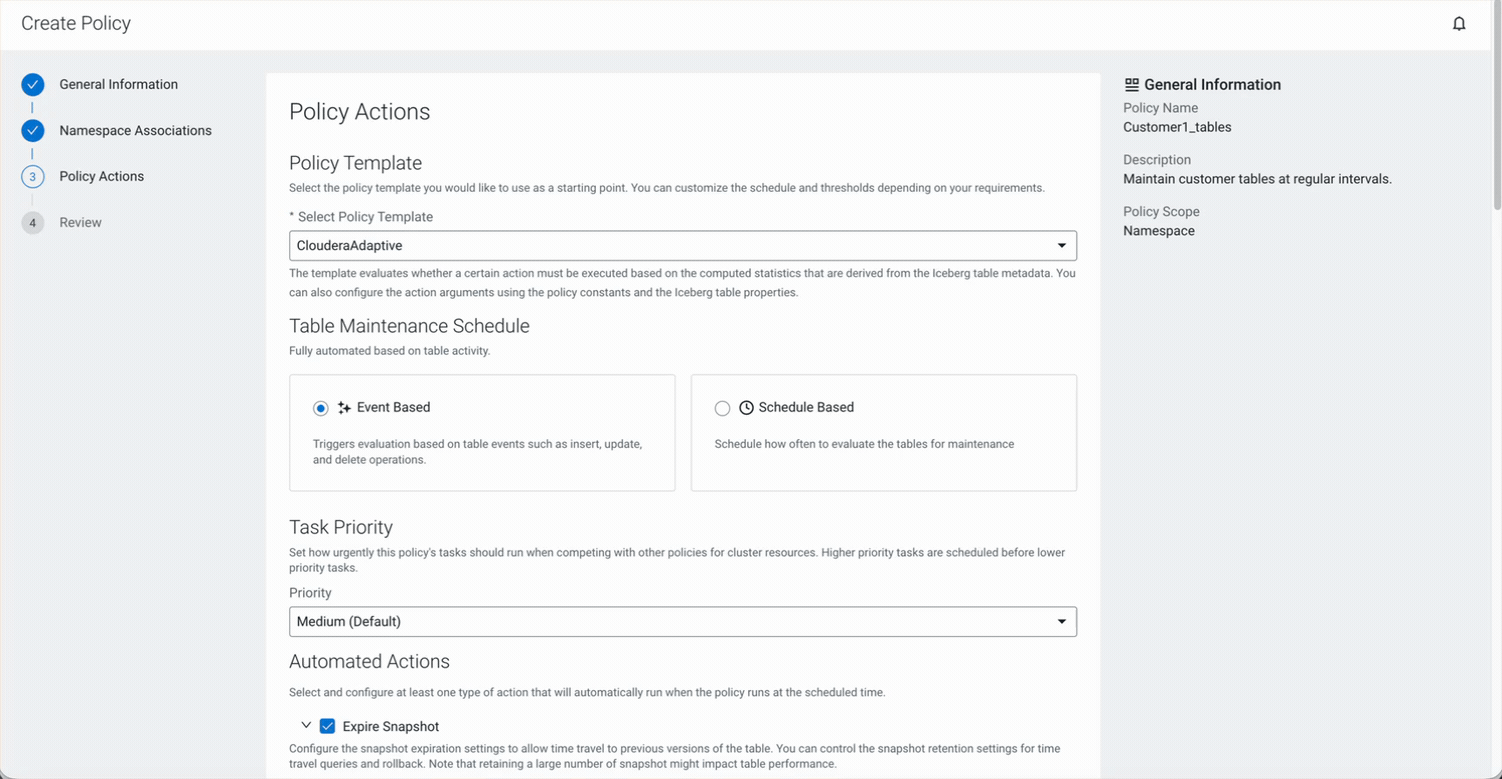 The GIF image shows the Policy Actions tab and the tab details.
