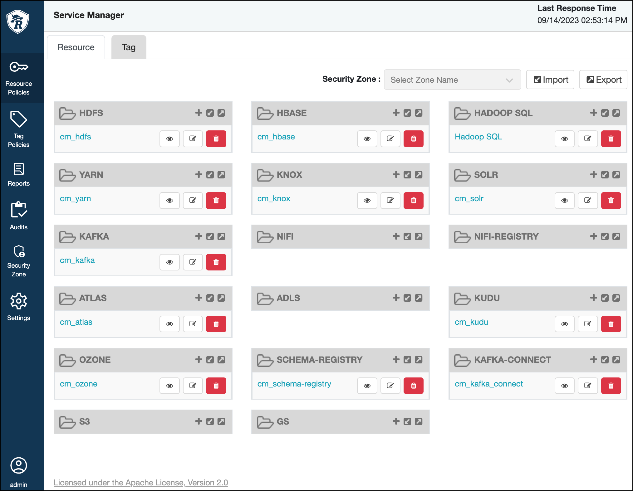 Ranger Admin Web UI (Service Manager)