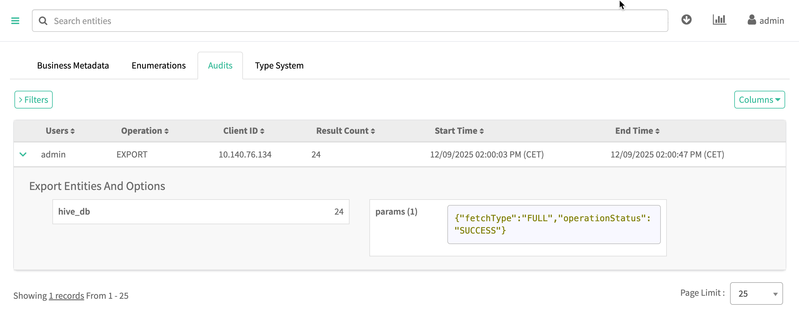 Atlas export and import operations
