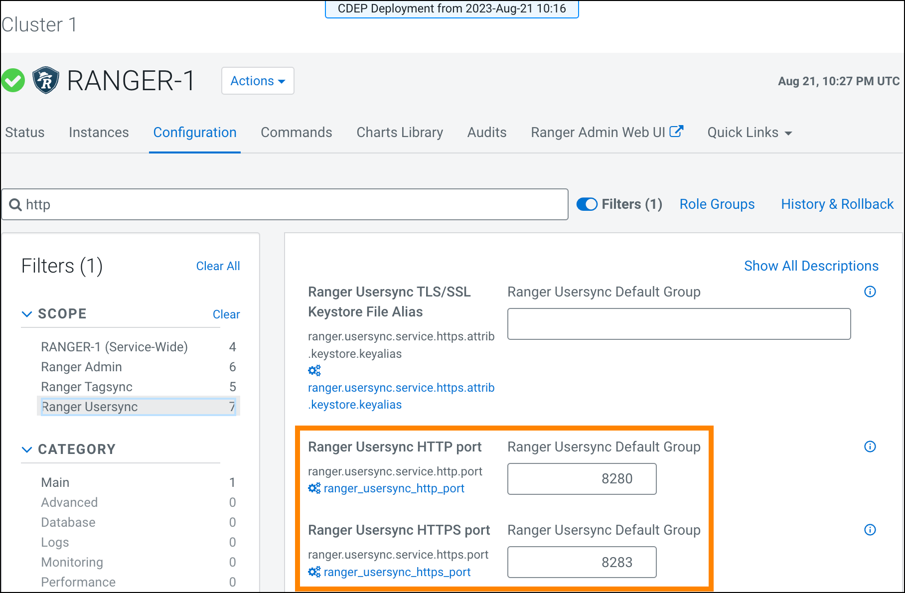 Ranger UserSync port settings