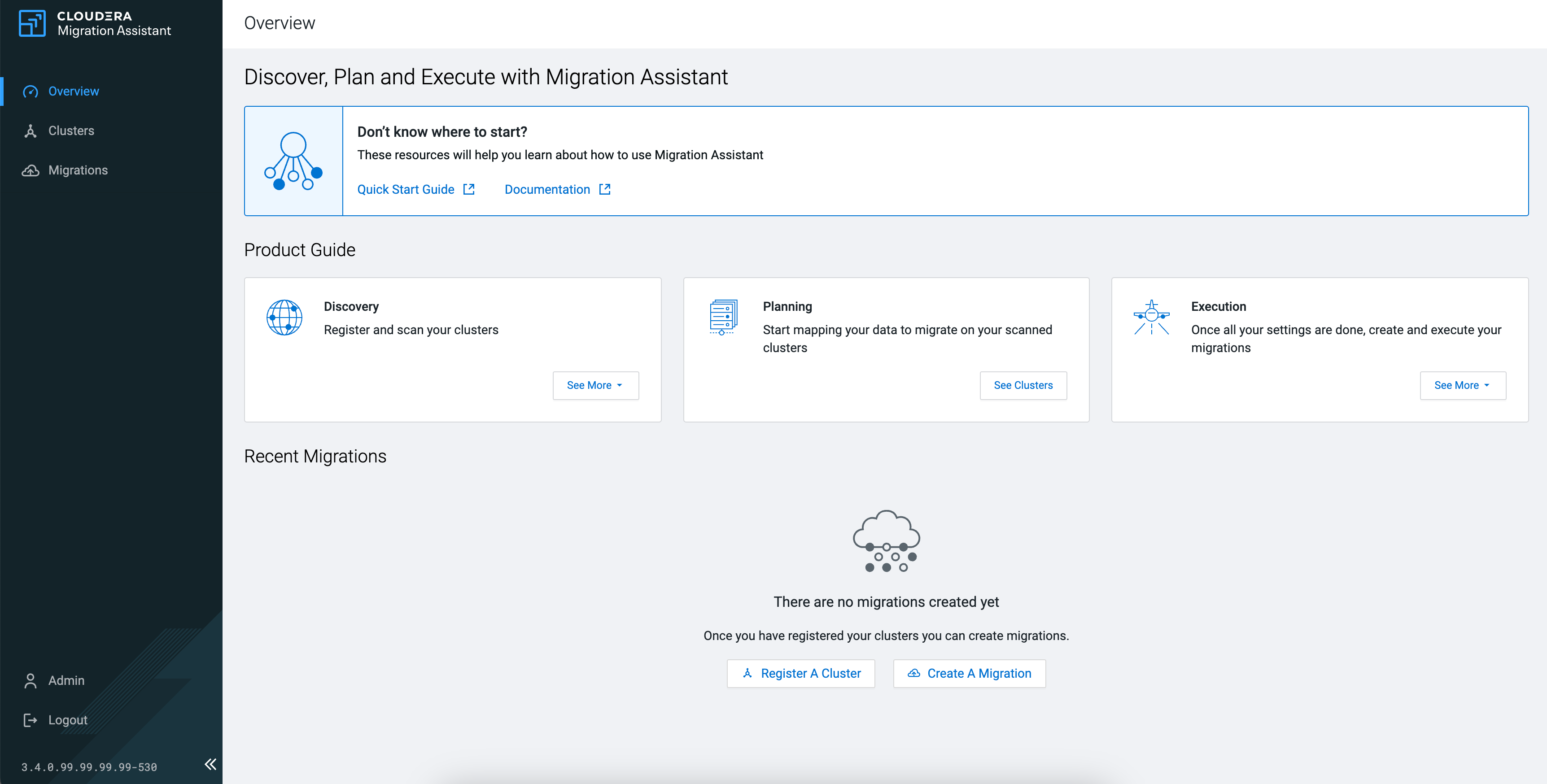 web UI landing page after parcel deployment