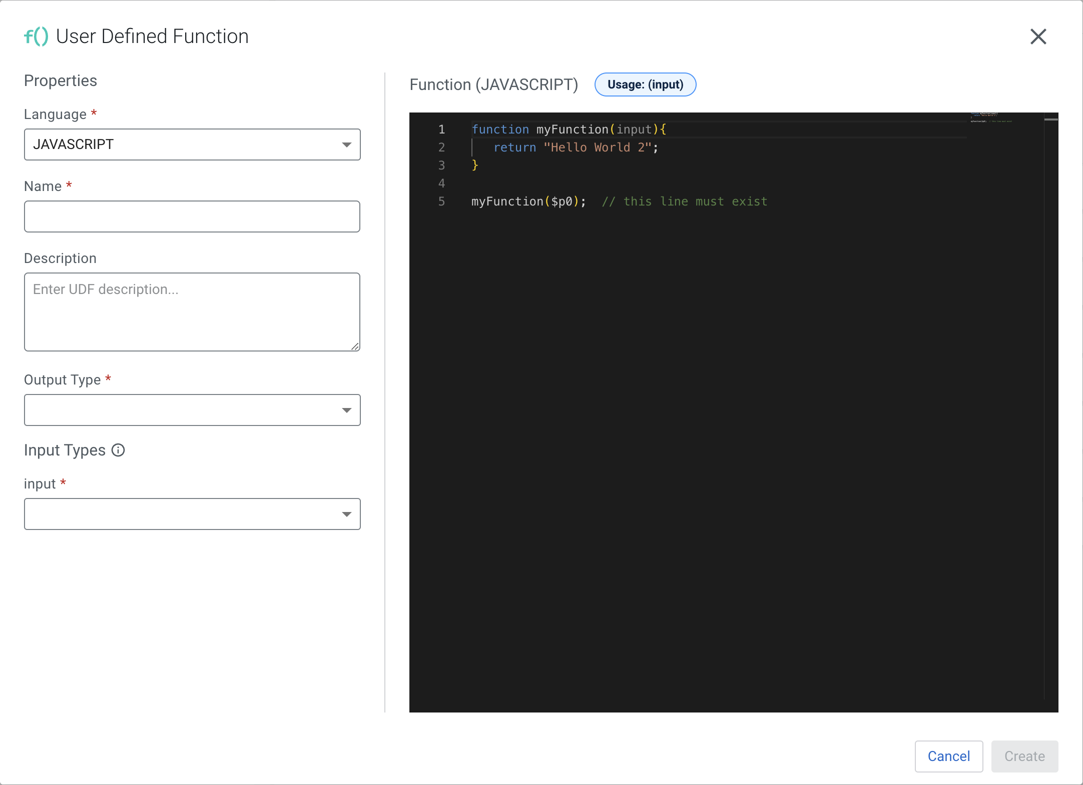 Creating Javascript User-defined Functions