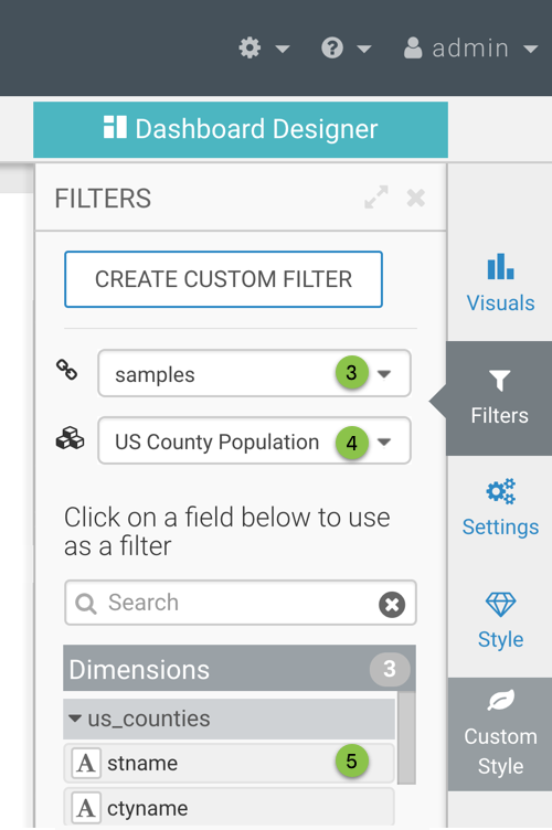 Creating Dataset Filters On Dashboards