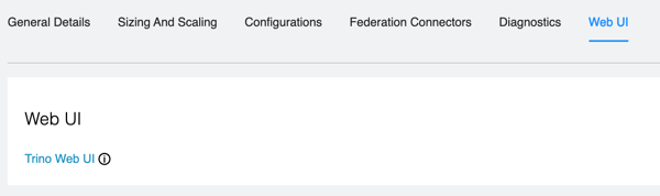 Image of the Trino Web UI link