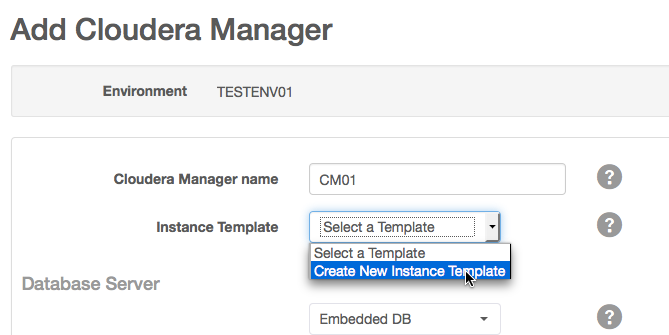 Sample image of Add Cloudera Manager screen.