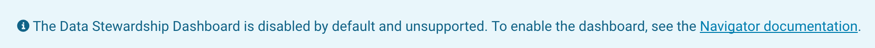 Navigator Dashboard disabled message