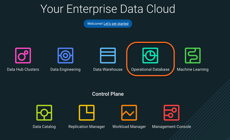 Cloudera Operational Database service in the Cloudera on cloud