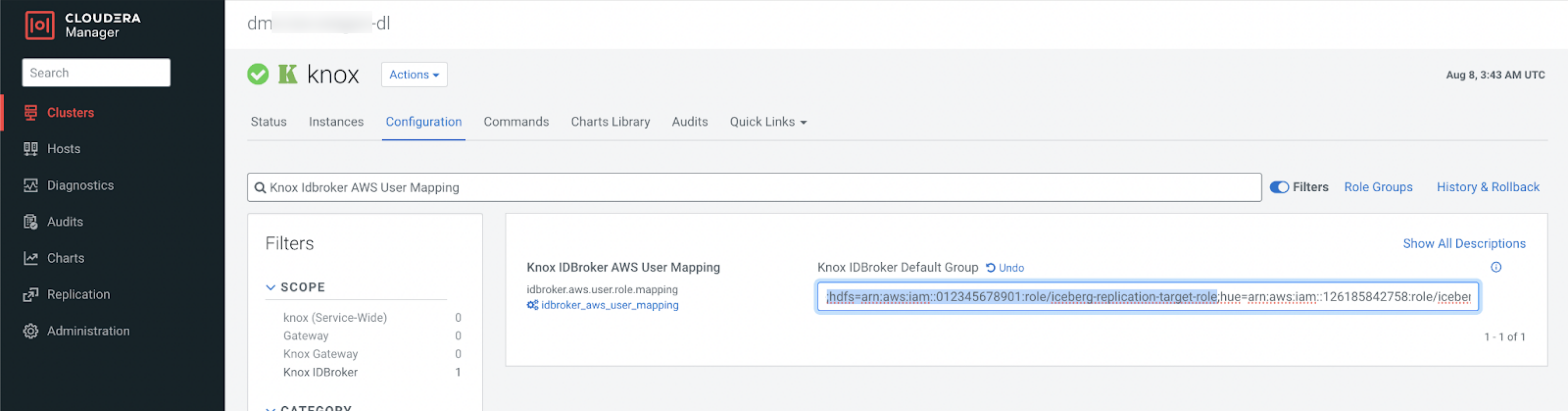 The image shows the General page in the Create Replication Policy wizard. Choose HBase option to continue creating a HBase replication policy.