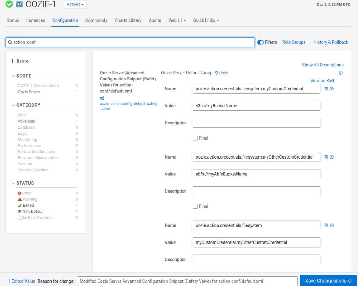 Cloudera Manager - Oozie service configuration page