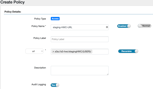 Creating a Hive URL policy