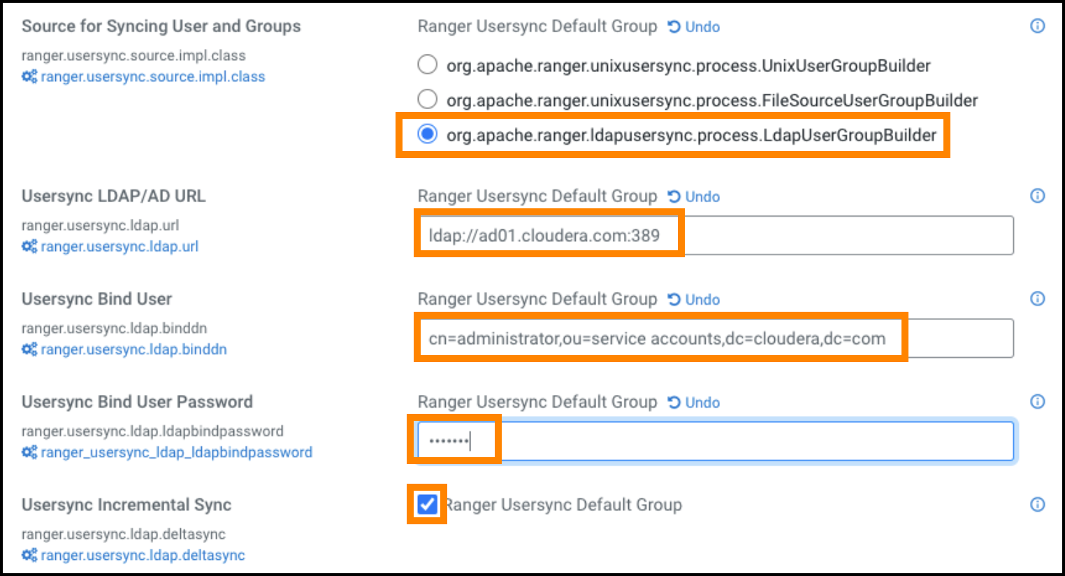 Ranger Usersync common configuration settings