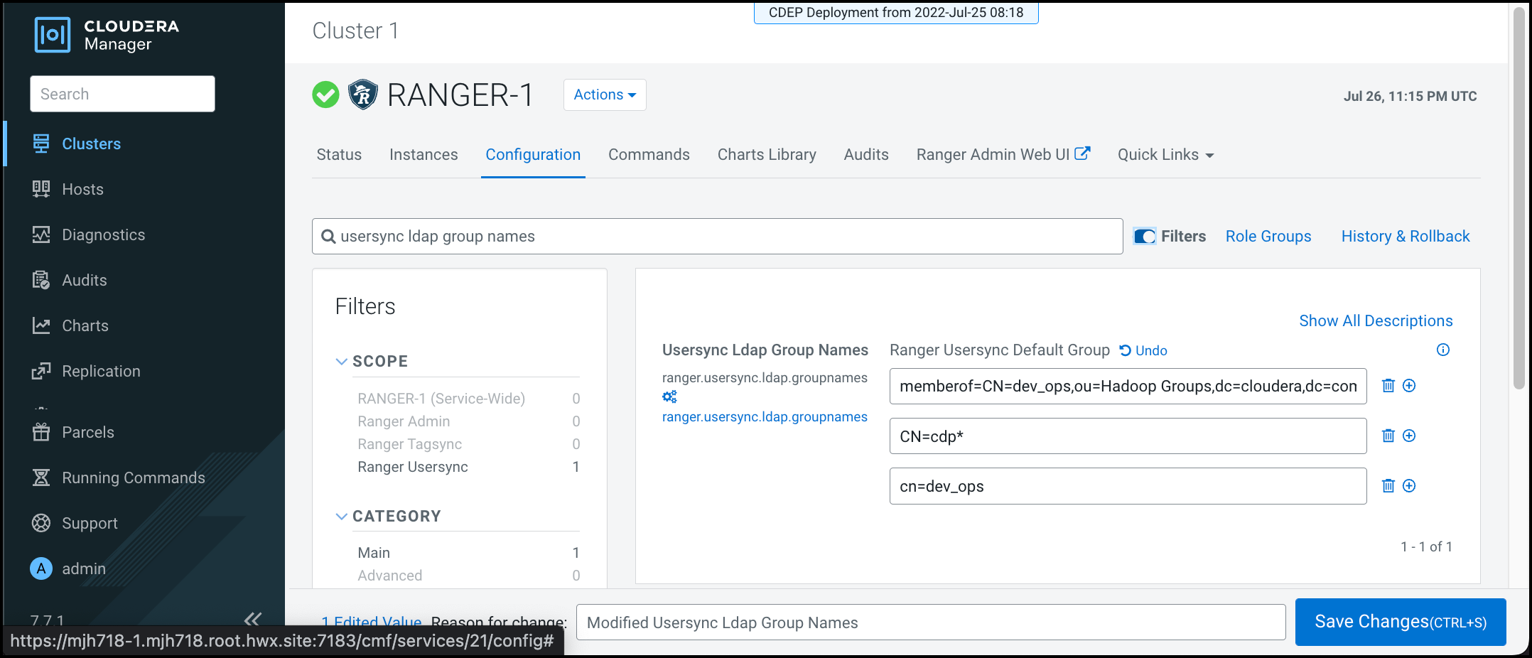 Example supported group name formats for Usersync LDAP