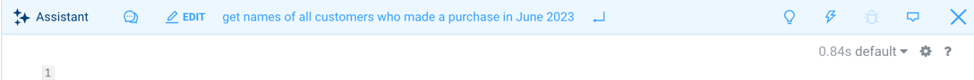 Screenshot showing how to edit a query in natural language using the SQL AI Assistant in Hue.